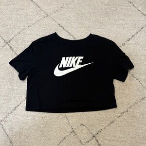 Nike Black and White Logo Cropped Tee